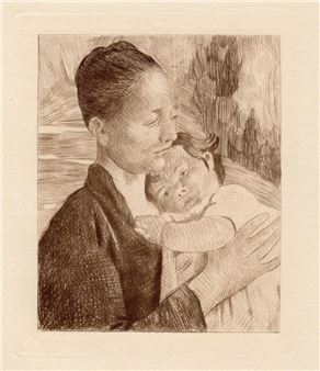 Mary Cassatt 1892 Etching Young mother - Mary Cassatt